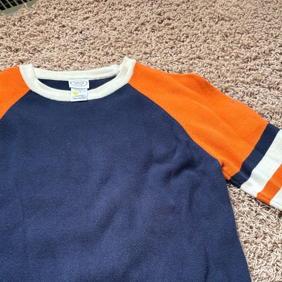 Talbots Boys Navy, Orange, and Cream Crewneck Sweater - Picture 4 of 6